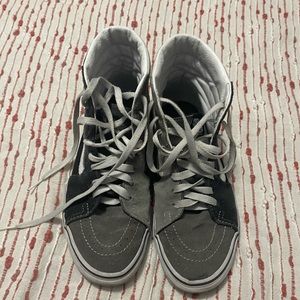 BLACK WHITE AND GREY HIGHTOP VANS
